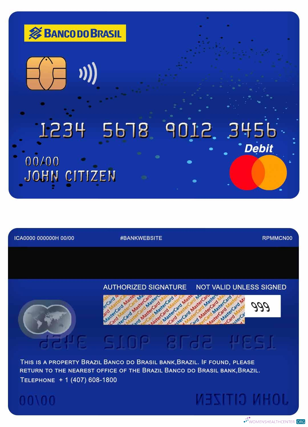 Download Brazil Banco do Brasil bank master debit card Photoshop template